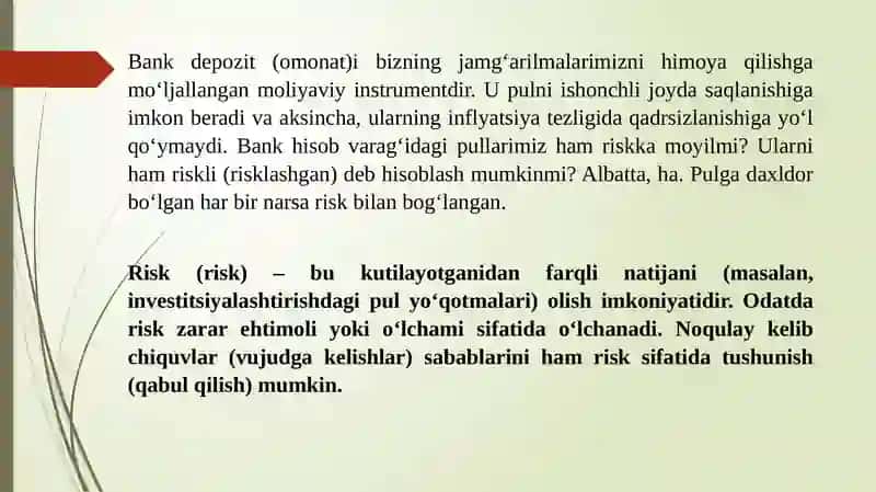 DEPOZIT BO‘YICHA RISKLARNI BOSHQARISH 3