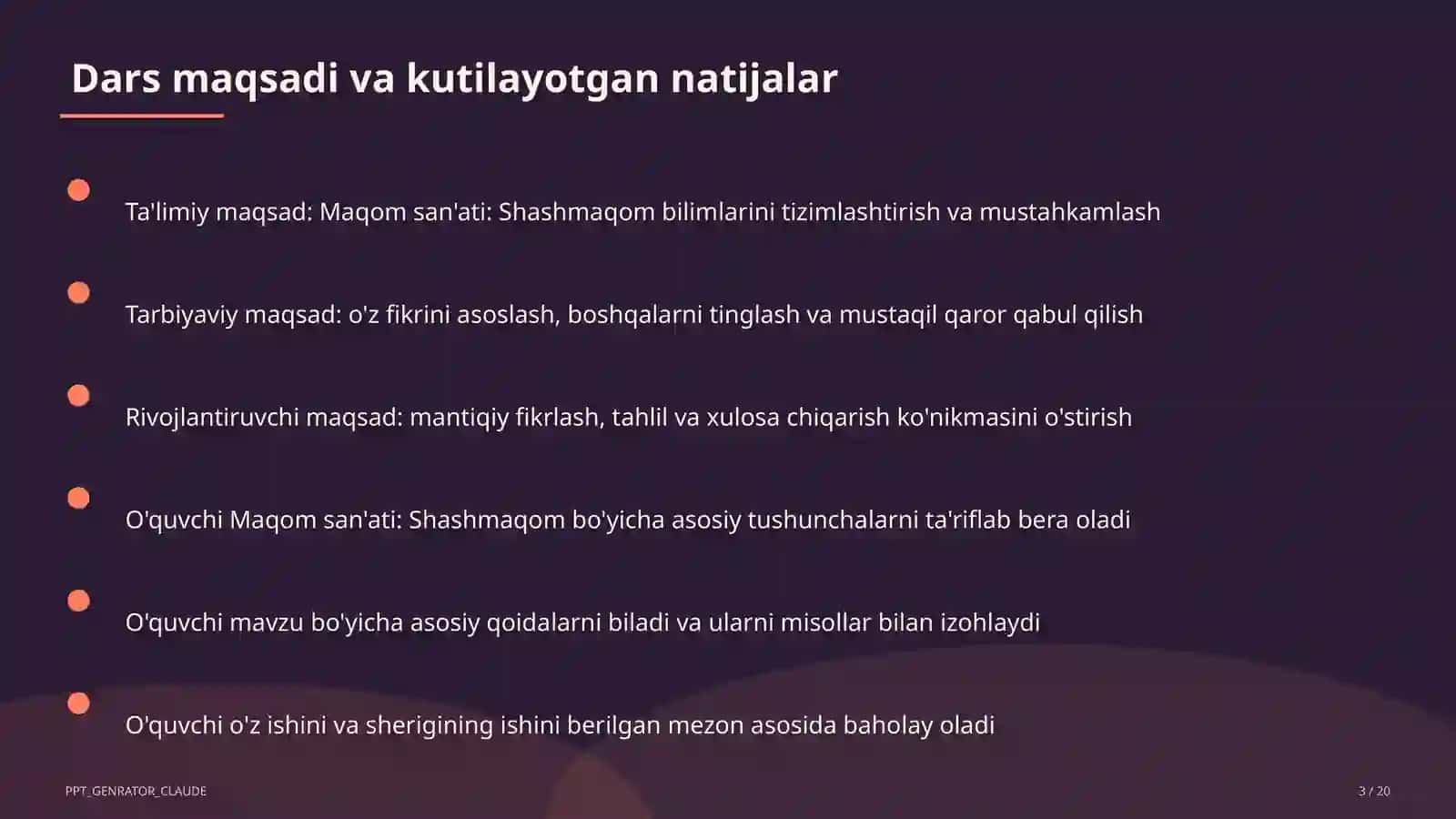 Maqom san'ati: Shashmaqom (5-sinf) 3