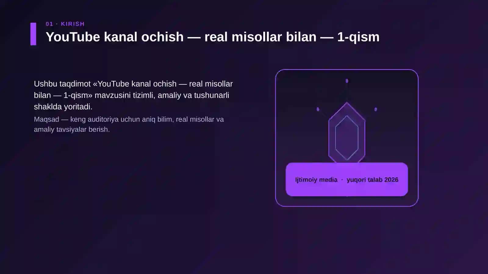 YouTube kanal ochish — real misollar bilan — 1-qism 3