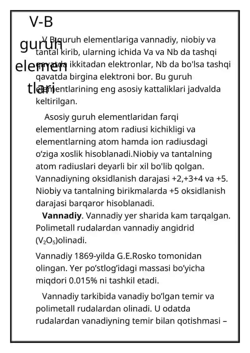 Davriy sistemaning V-B guruh elementlari 3