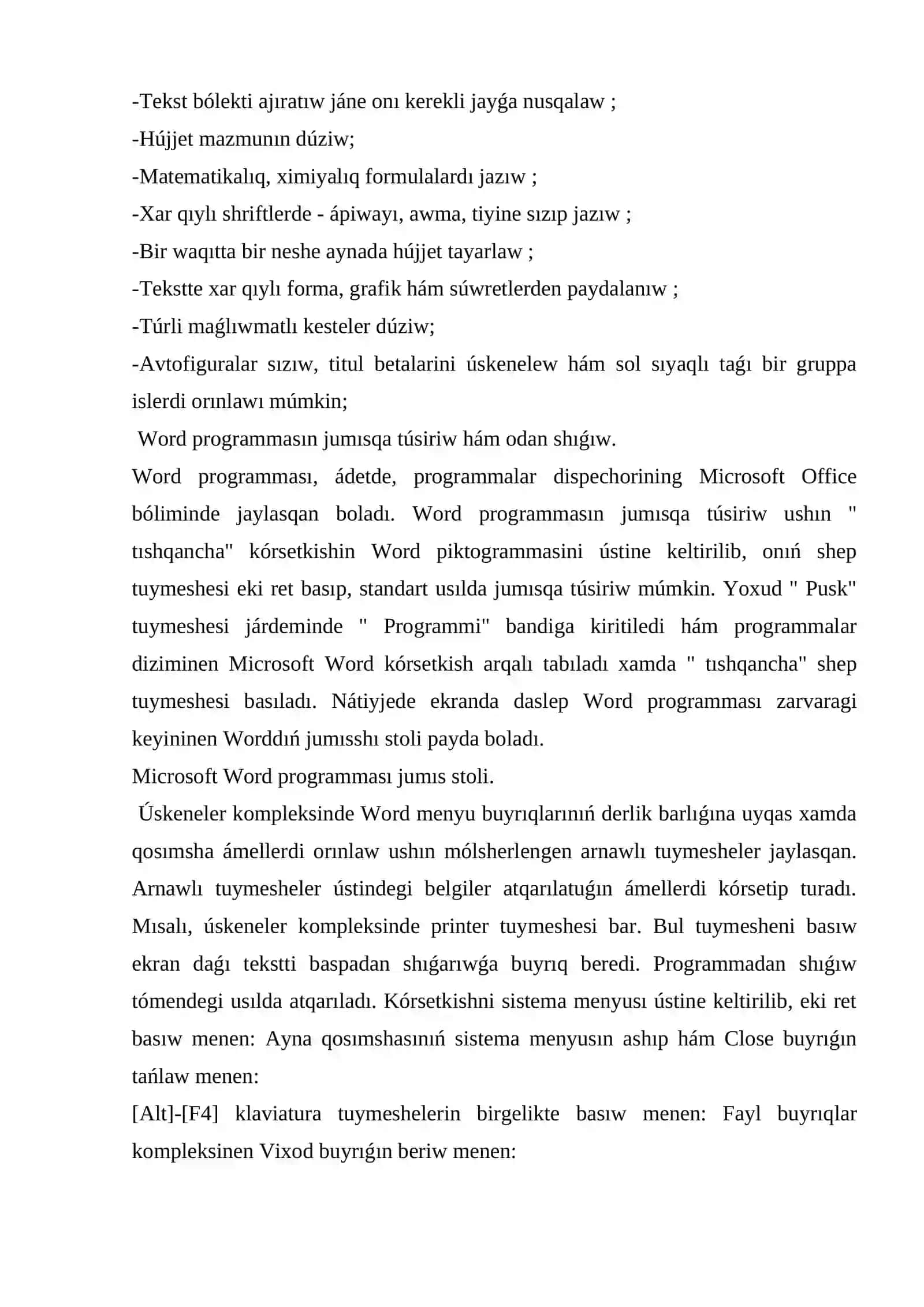 Word programması 3