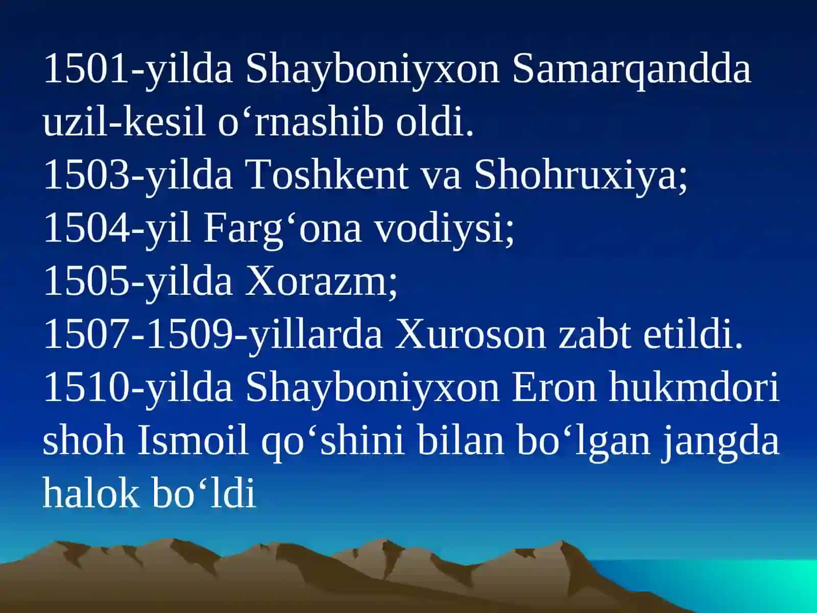 O‘ZBEKISTON TARIXIXVI-XX asr boshlari 3
