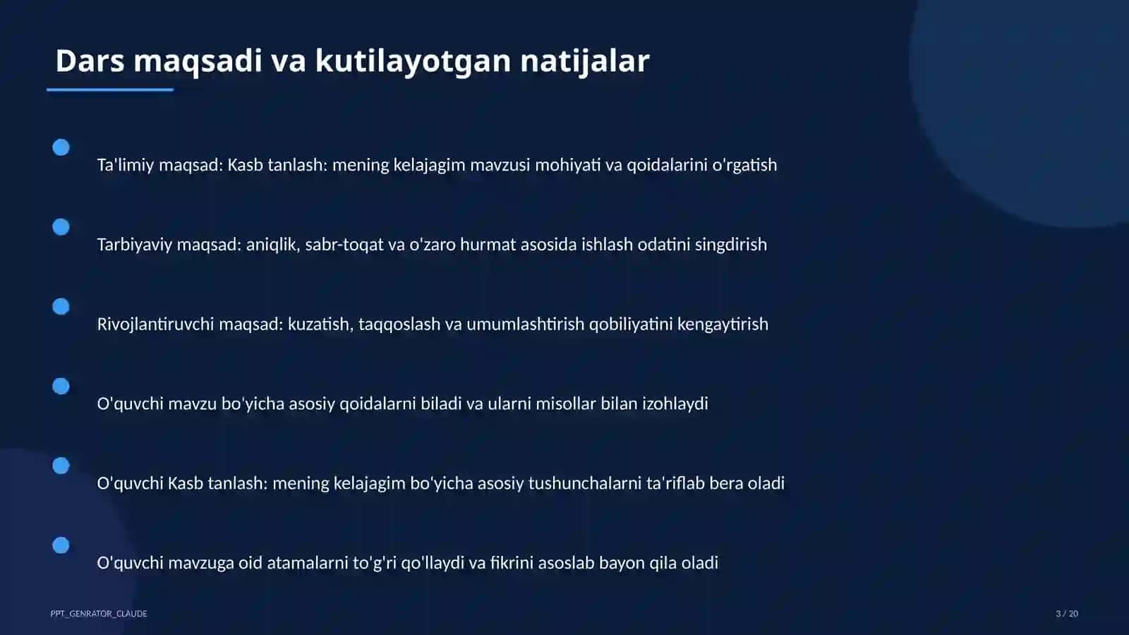 Sinf soati va tarbiyaviy tadbirlar (1–11) 3