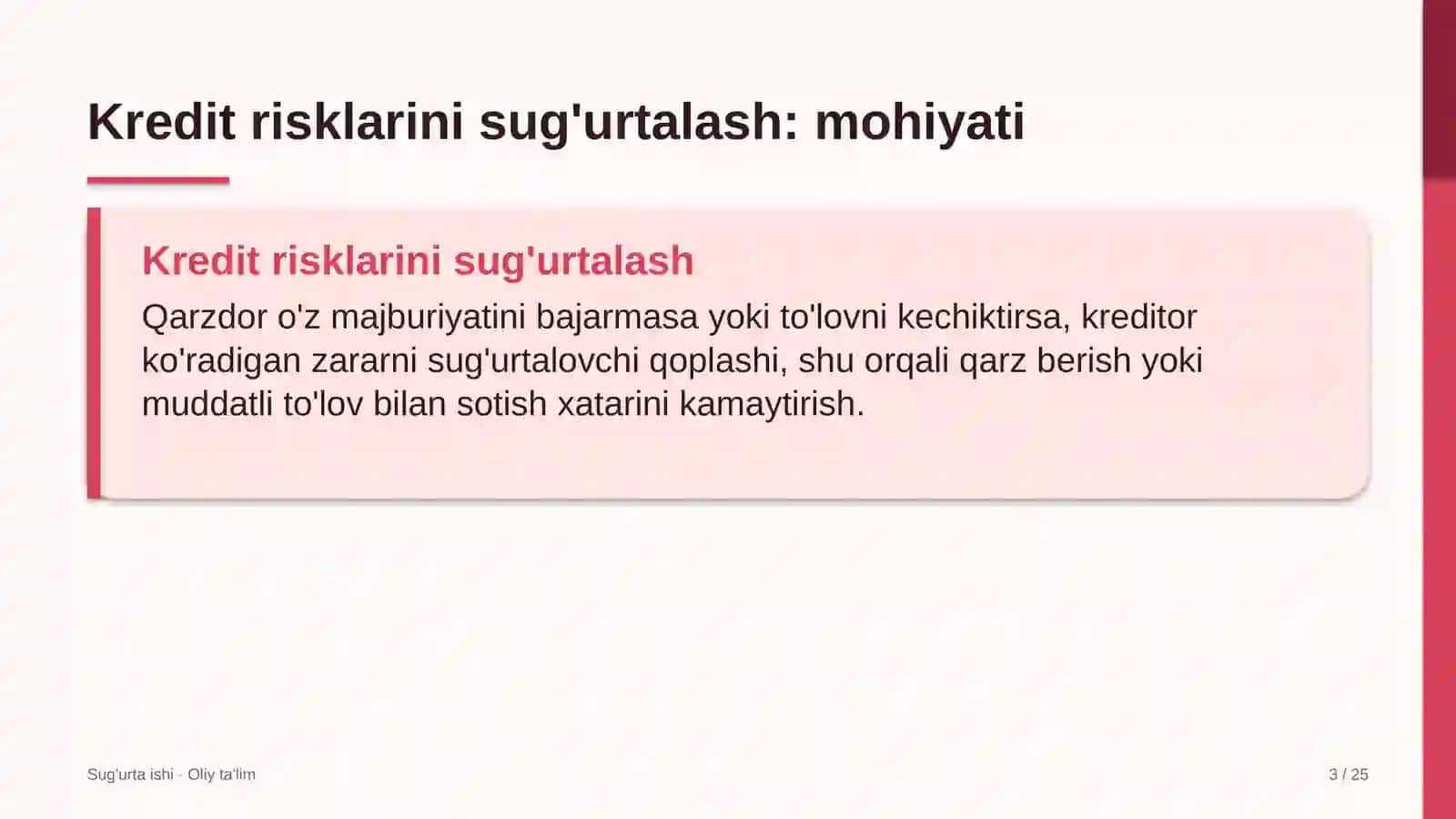 pochta aloqasida kredit risklarini sug'urtalash 7620 3