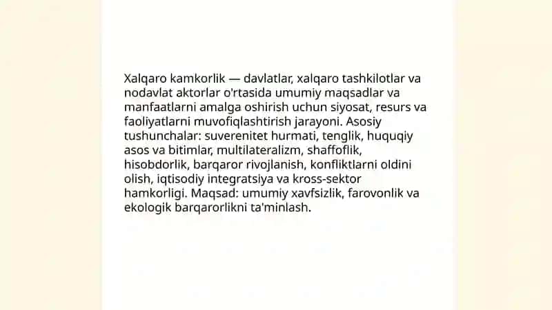 Xalqaro kamkorlik nima 3