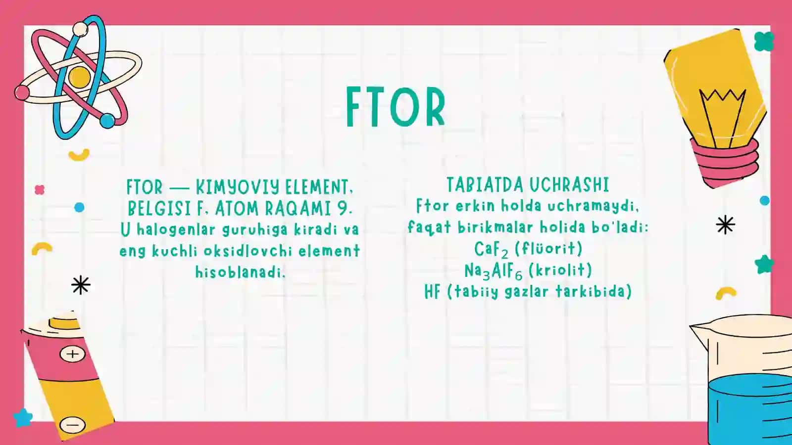 FTORNING BIRIKMALARI VA XOSSALARI 3