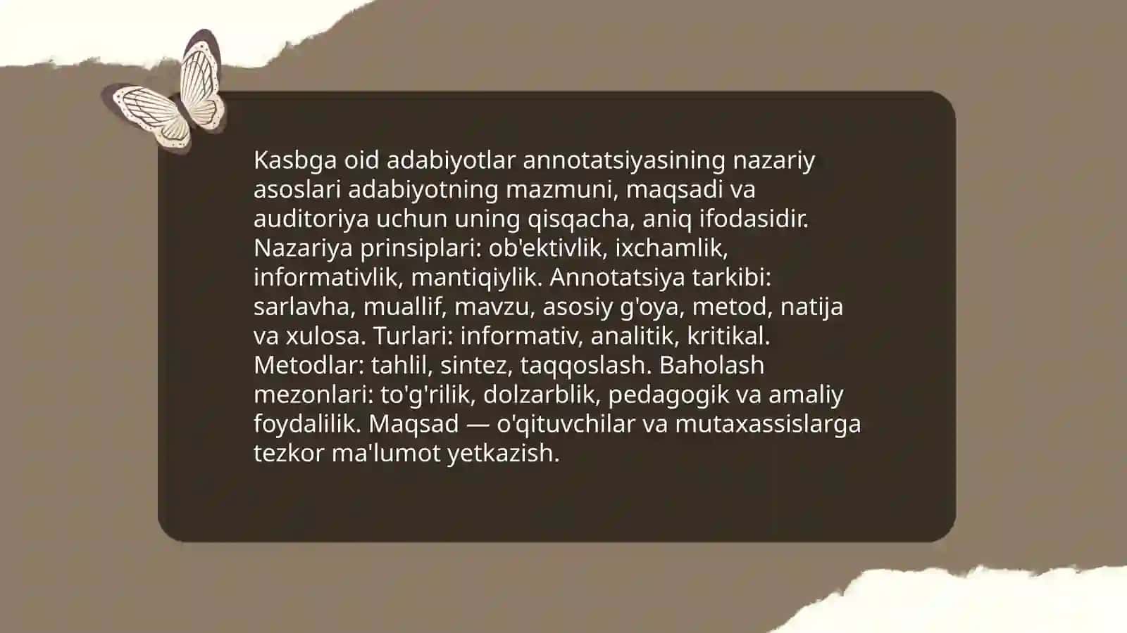 Kasbga oid adabiyotlar annotatsiyasi 3
