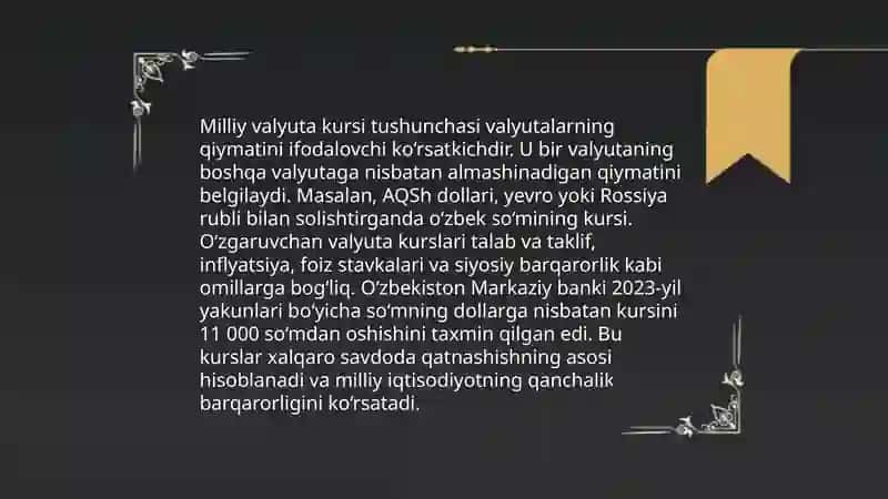 Milliy valyuta kursi va unga ta’sir etuvchi omillar 3