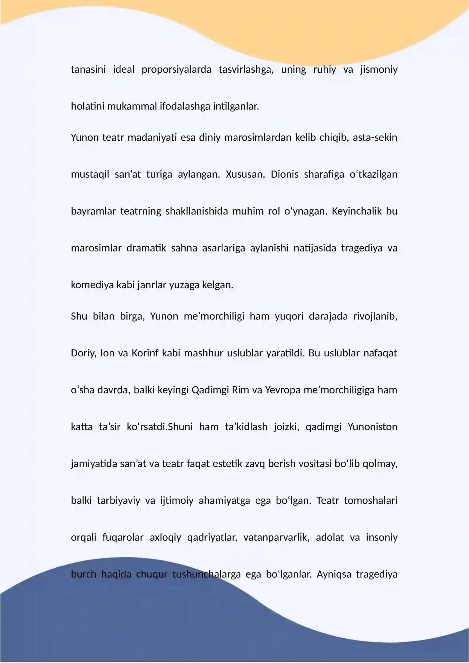 Yunon san’ati va teatr madaniyati 3