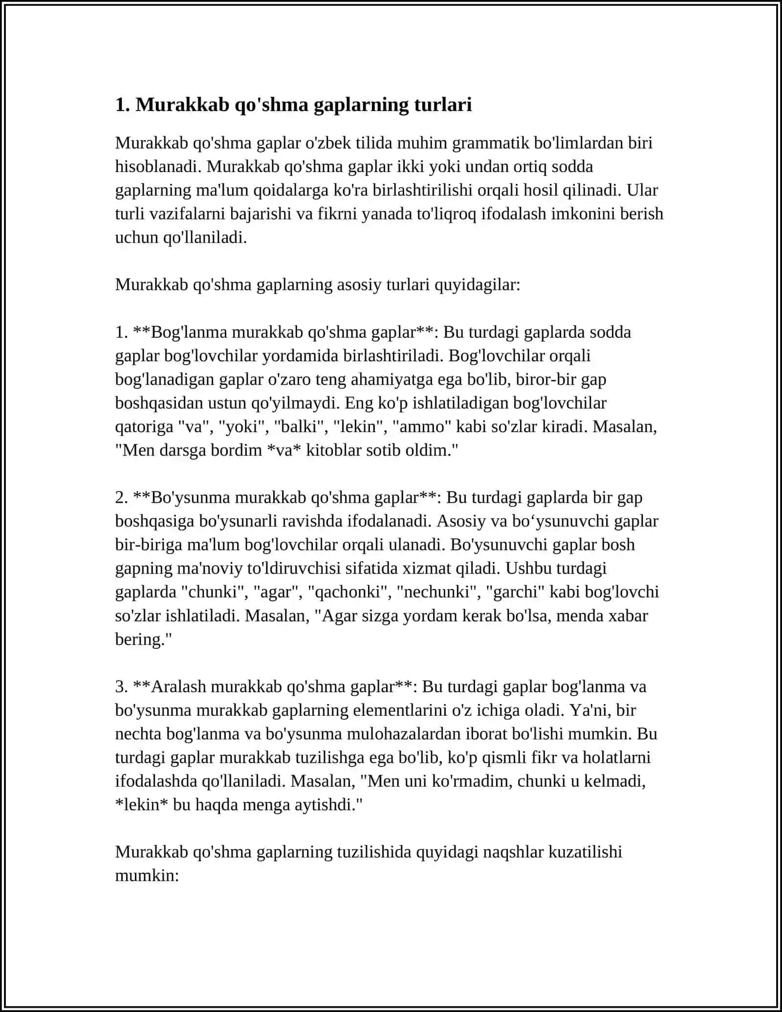 MURAKKAB QO'SHMA GAPLAR 3