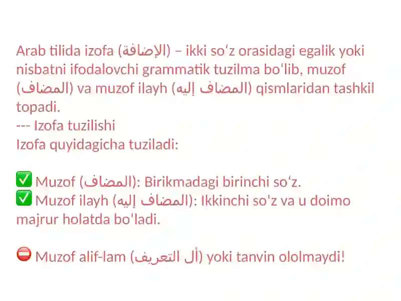 Arab Tilida Izofa Birikmasi 3