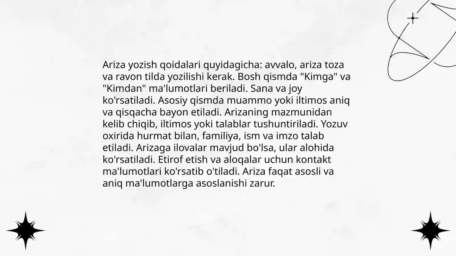 Ariza Yozish Qoidalari 3