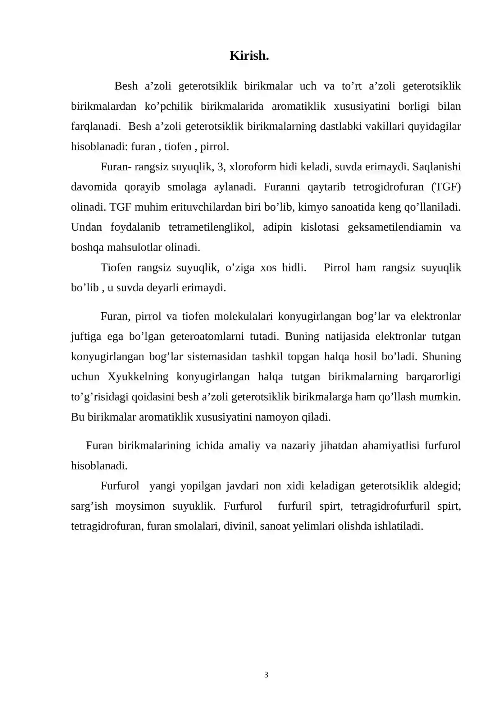Furfurol va uning xosilalari 3