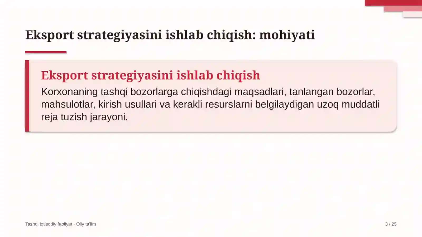 Avtoservis korxonalarida eksport strategiyasini ishlab chiqish 3