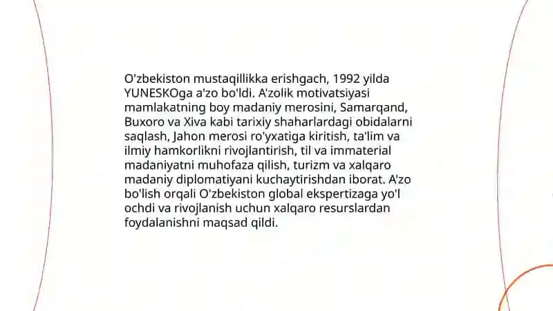 O'zbekiston va Yunesko munosabatlari 3