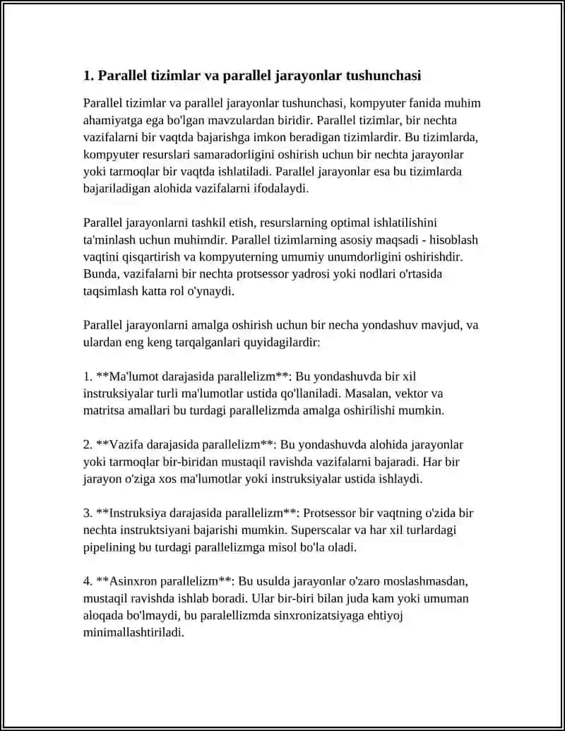 PARALLEL JARAYONLARNI TASHKIL ETISH 3