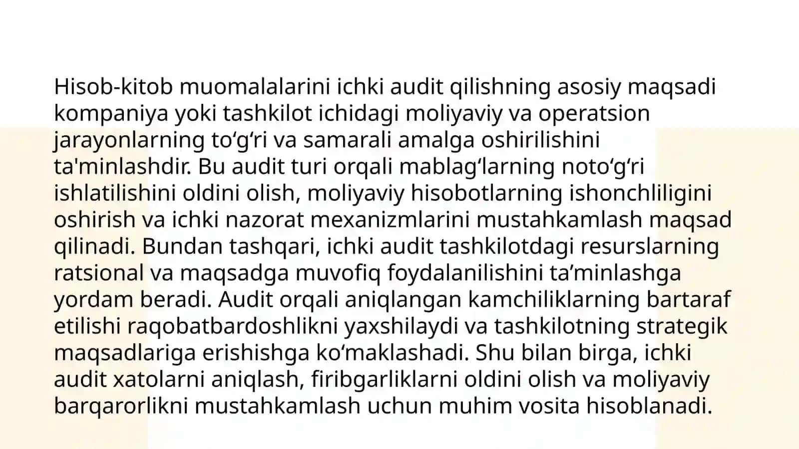 Hisob-kitob muomalalari ichki auditi 3