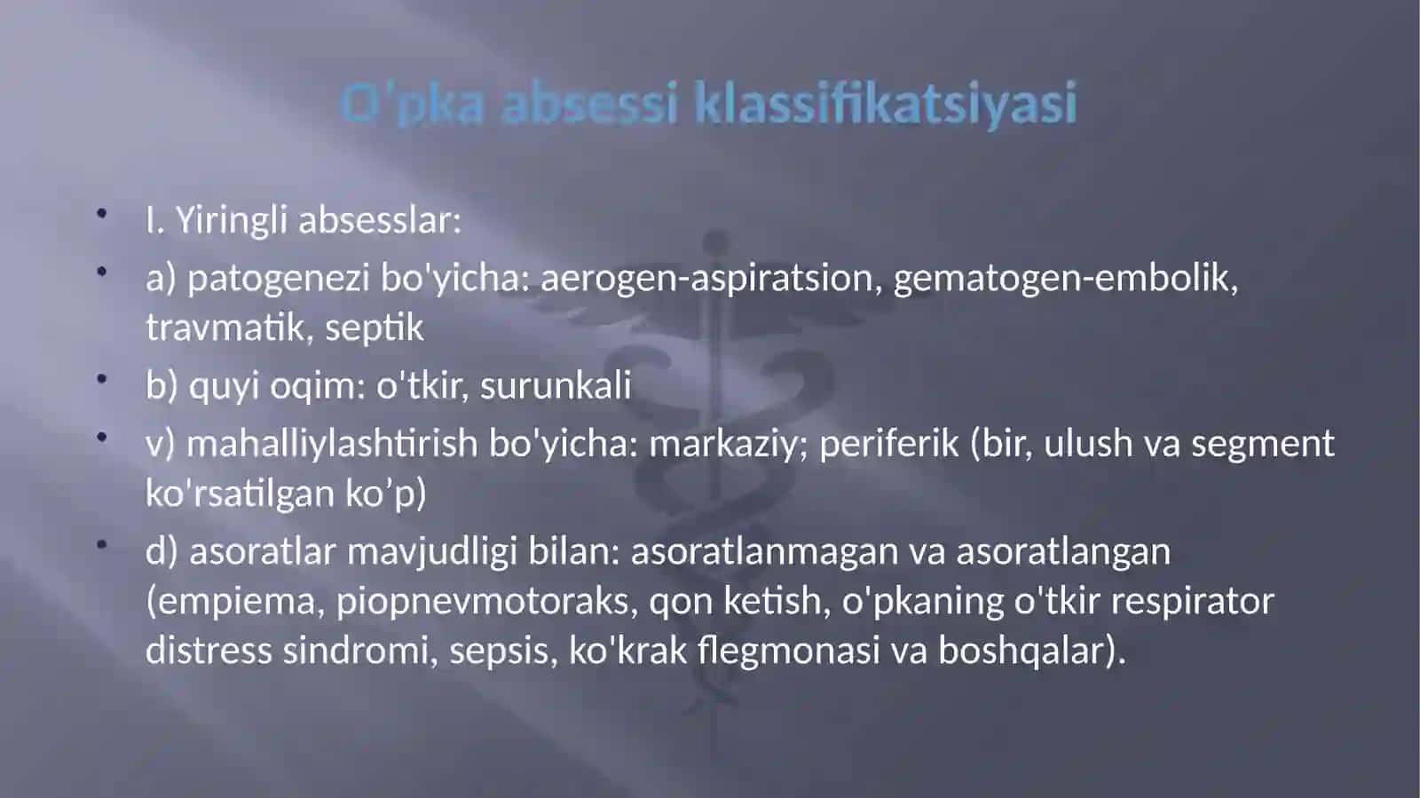 O'PKA ABSESSI TASNIFI 3
