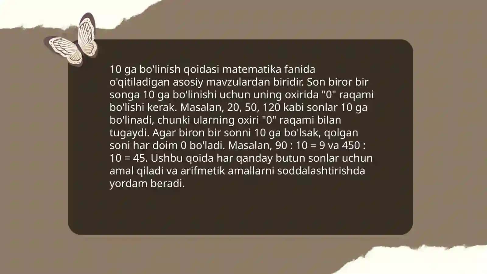 10 ga bo'linish 3