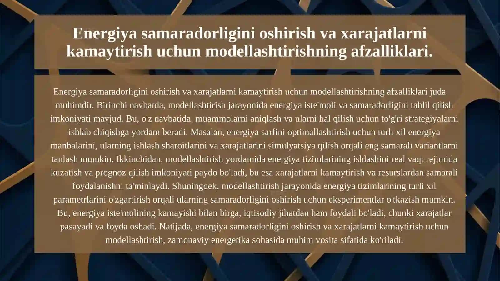 Energetikada modellashtirish qoʻllaniladigan dastu 3