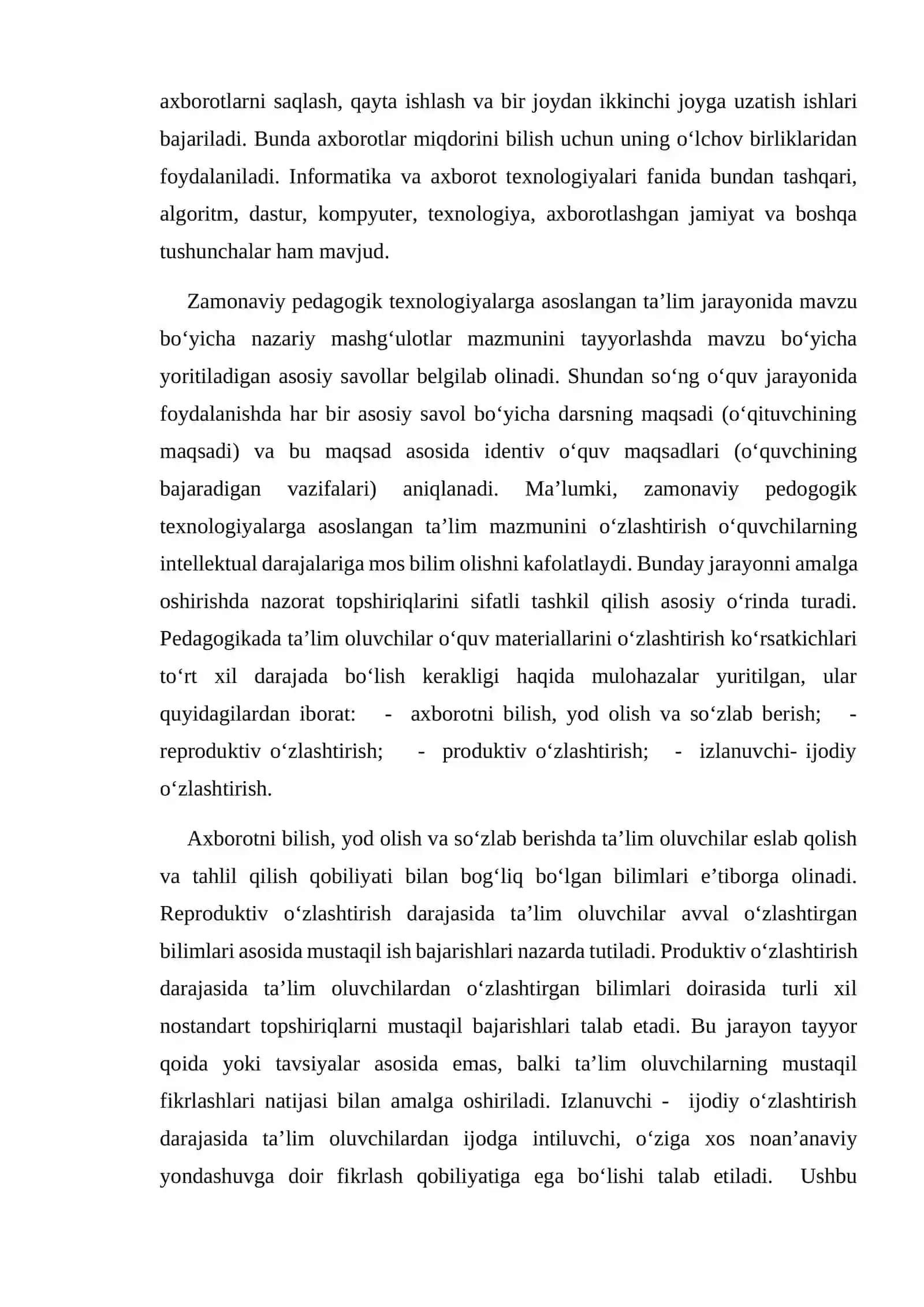 Informatika o‘qitish metodikasi 3