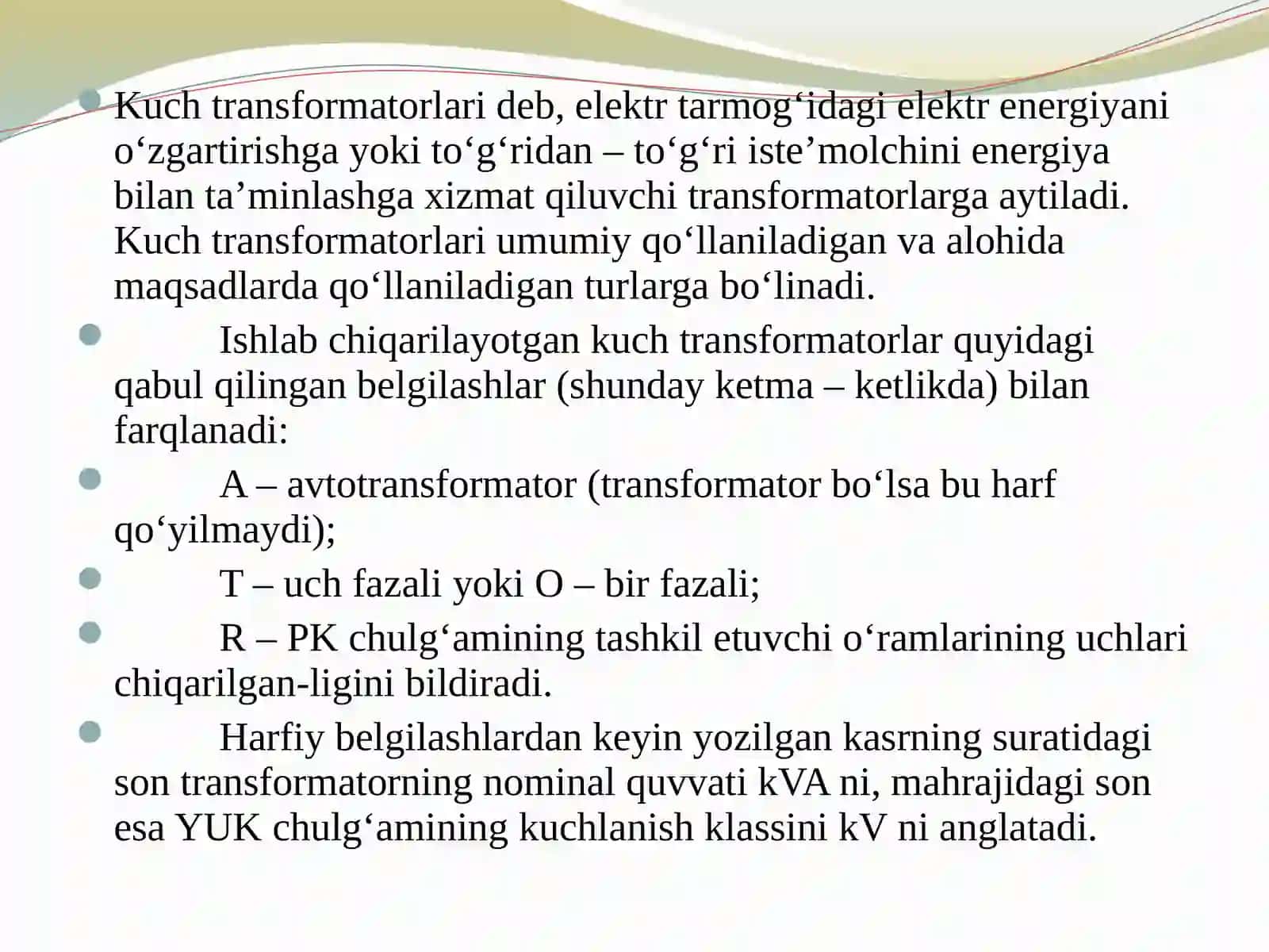 Konchilik korxonalaridagi transformatorlarni ishlatish ta’mirlash va ularga texnik xizmat ko’rsatish 3
