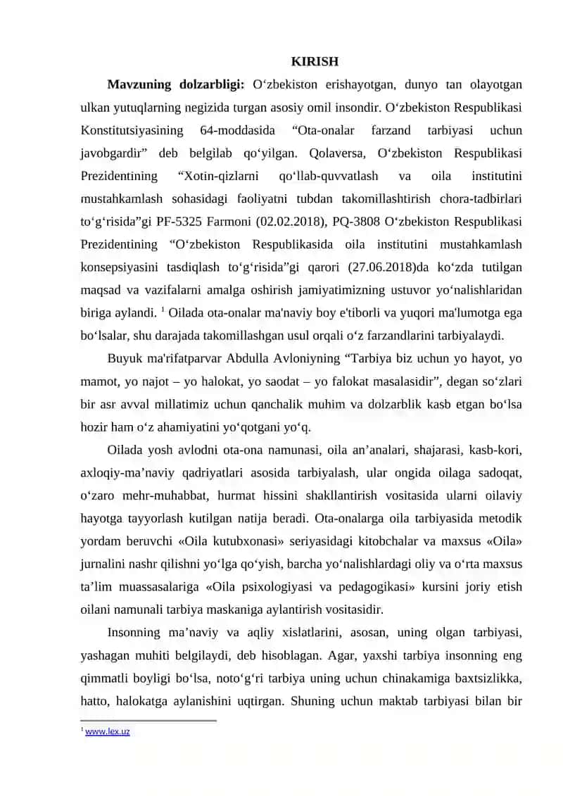 Sotsiologlarning oila va oilada bola tarbiyasi yuzasidan o‘tkazgan sotsiologik tadqiqotlarini o‘rganish va tahlil qilish 3