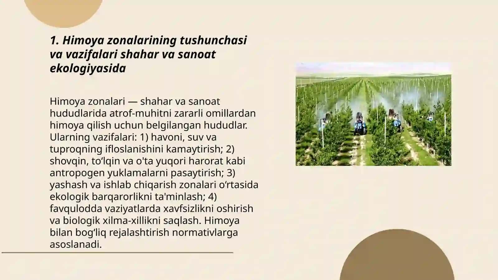 Shahar va sanoat ekologiyasi fanidan himoya zonalari 3
