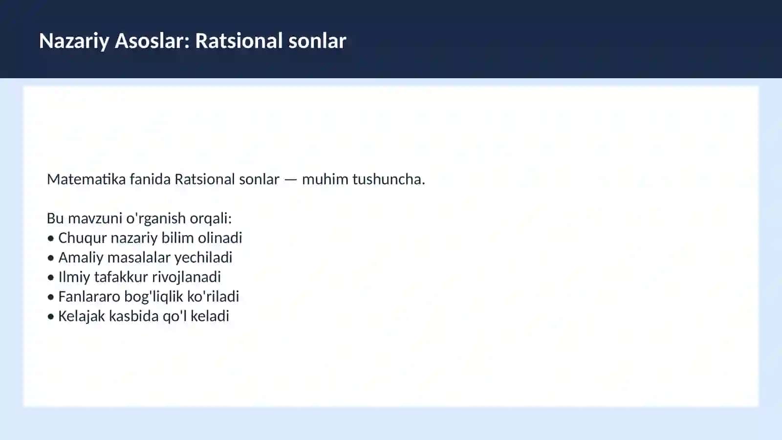 Matematika. Sonlar nazariyasi 3