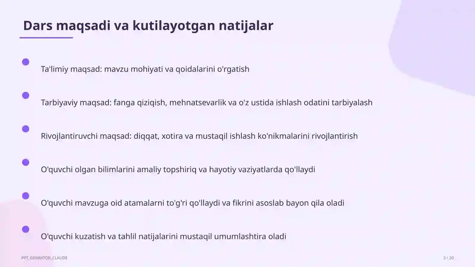 Maqsad va natijalar 3