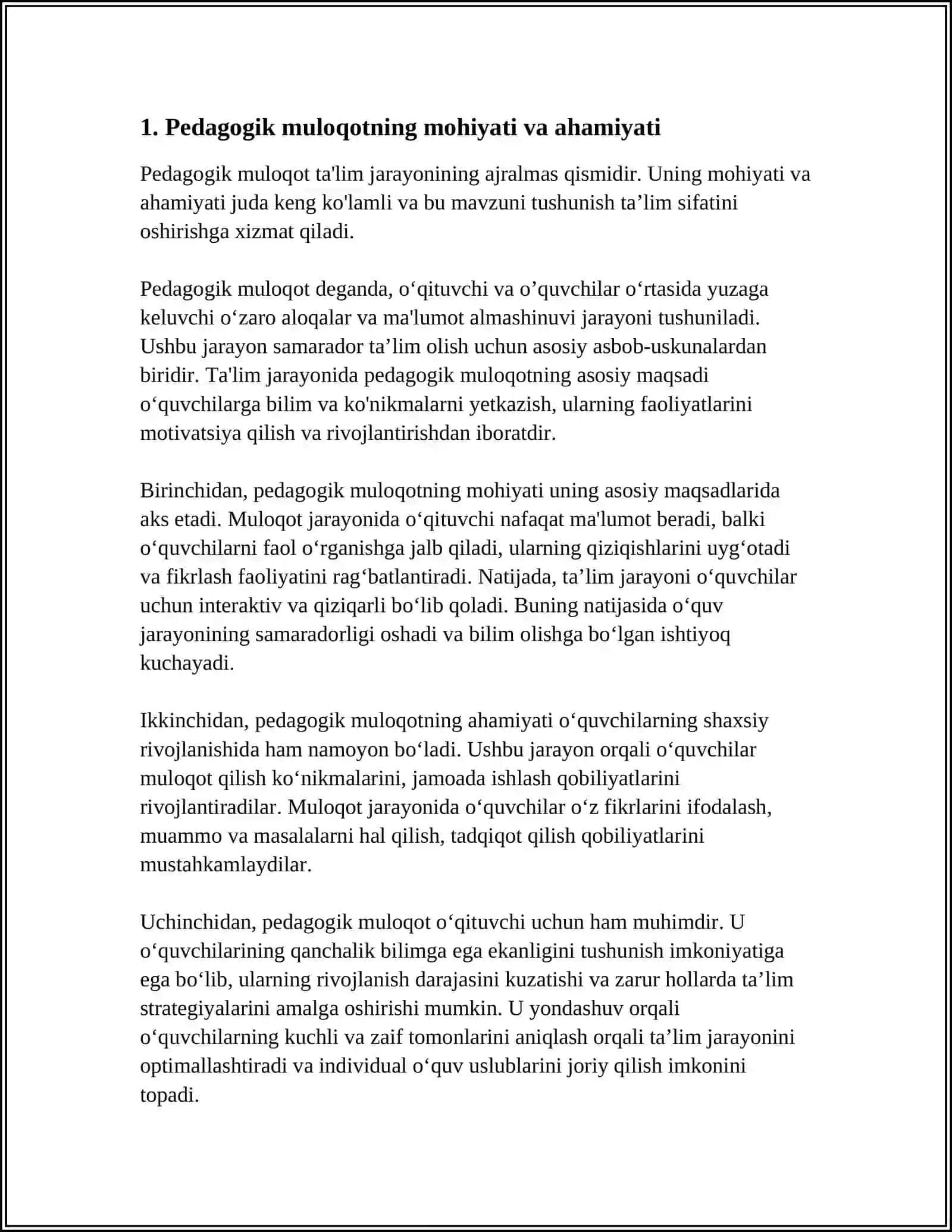 PEDAGOGIK FAOLIYATDA MULOQOT 3