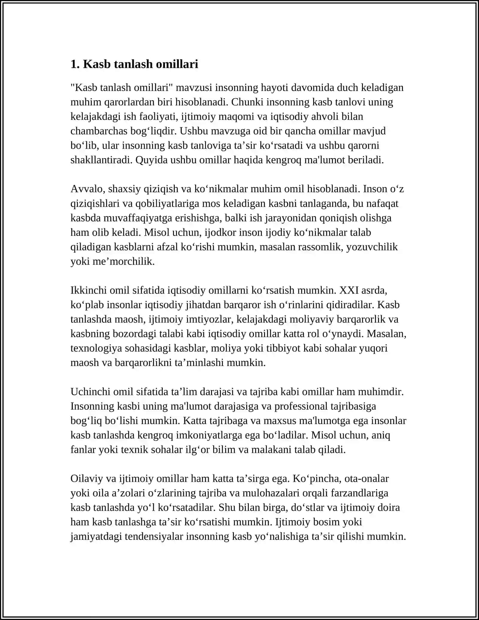Referat: INSON VA KASB 3