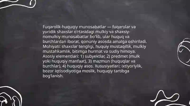 Fuqarolik-huquqiy munosabatlar 3