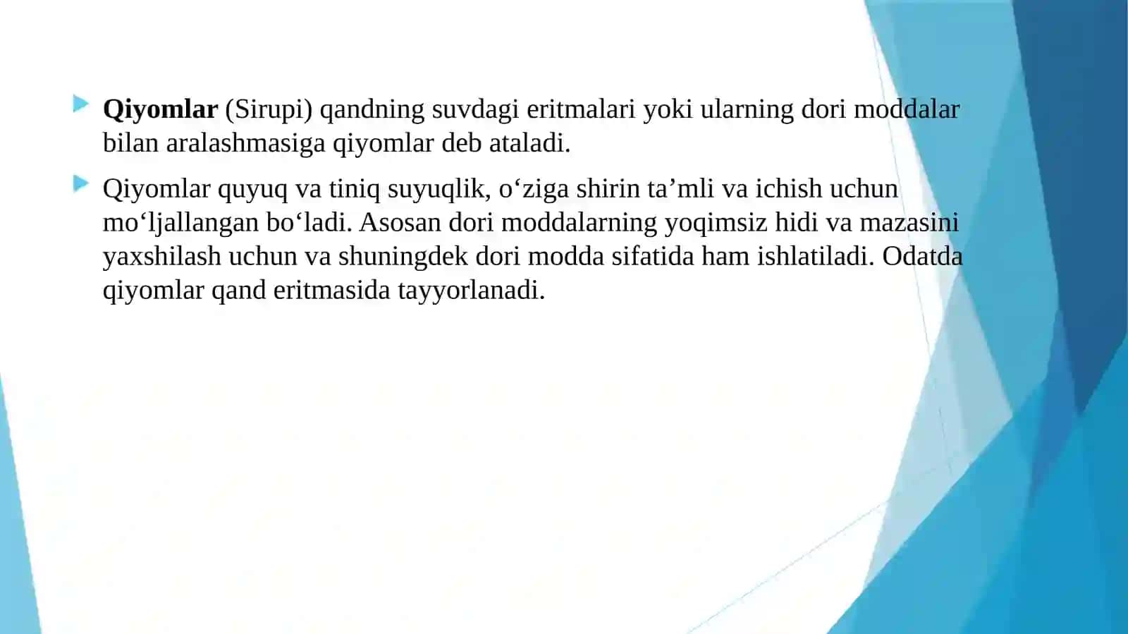 Xushbo‘y suvlar va qiyomlar 3