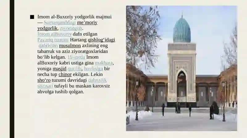 Imom al-Buxoriy yodgorlik majmui 3