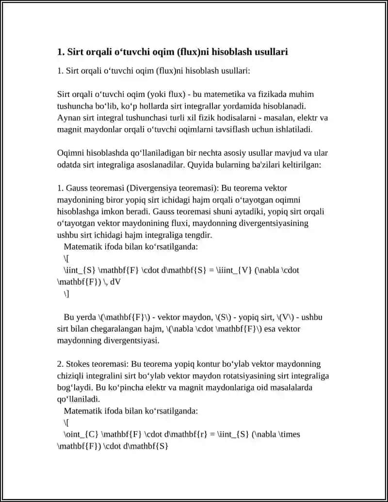 SIRT INTEGRALLARNING TATBIQLARI 3