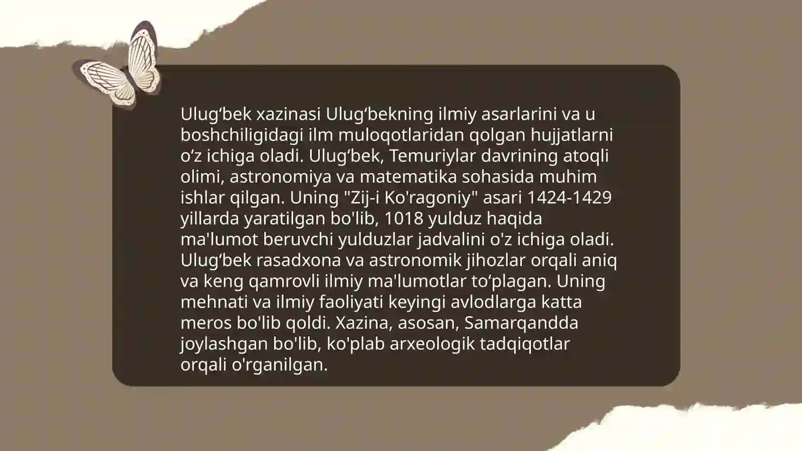 Ulugʻbek xazinasi 3