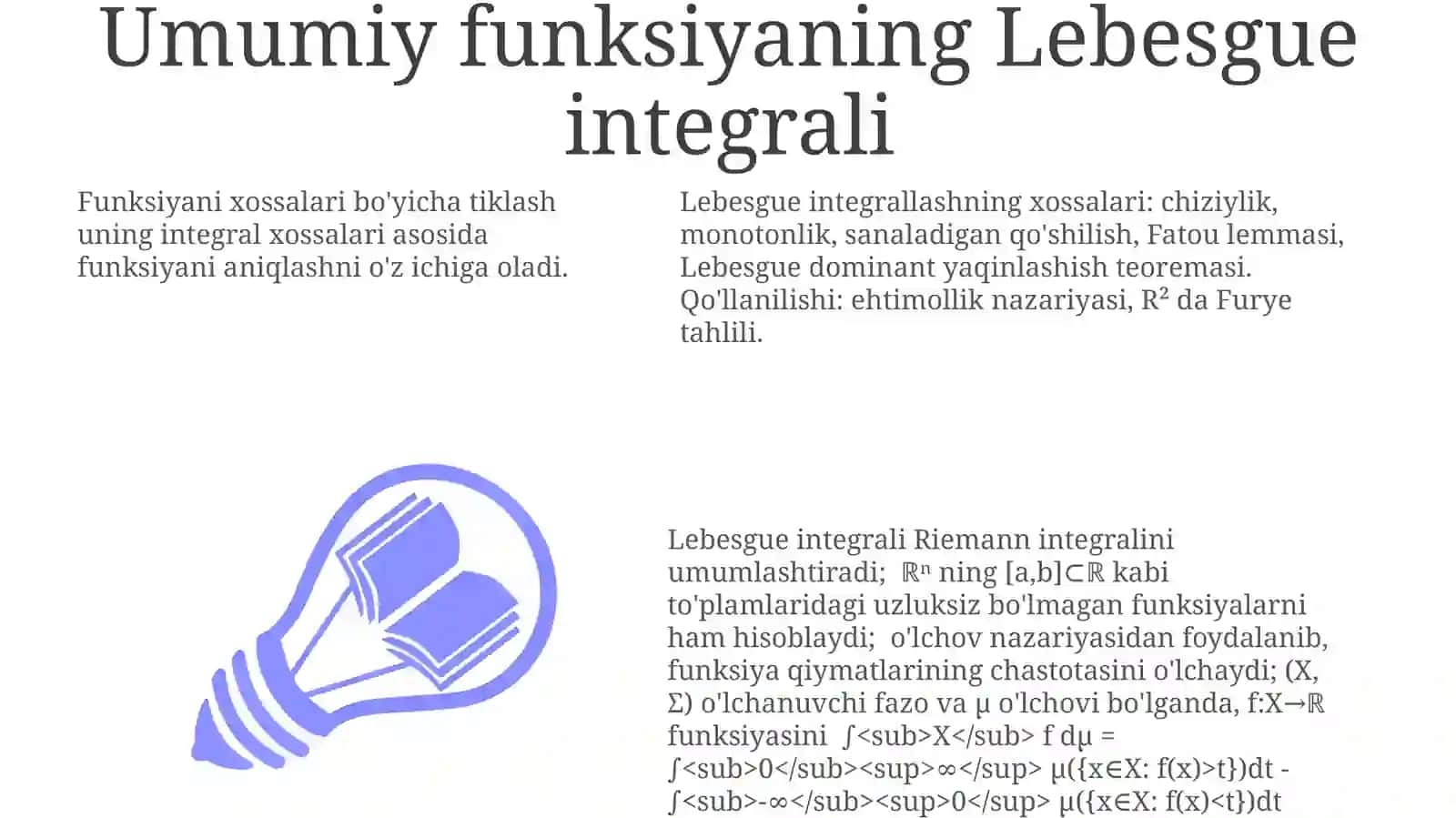 Lebesgue integrallashning xossalari 3
