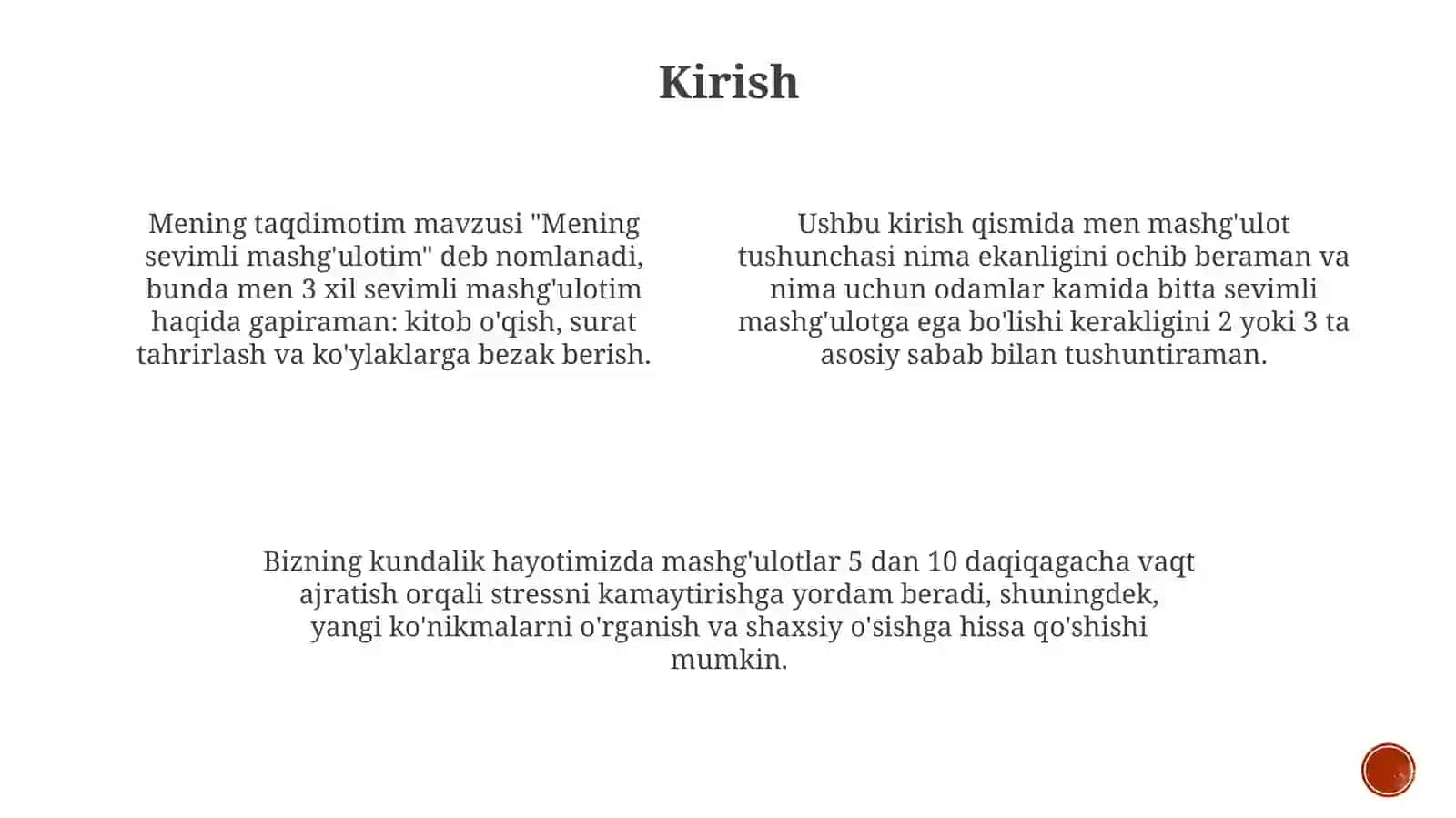 Mening sevimli mashgʻulotim 3