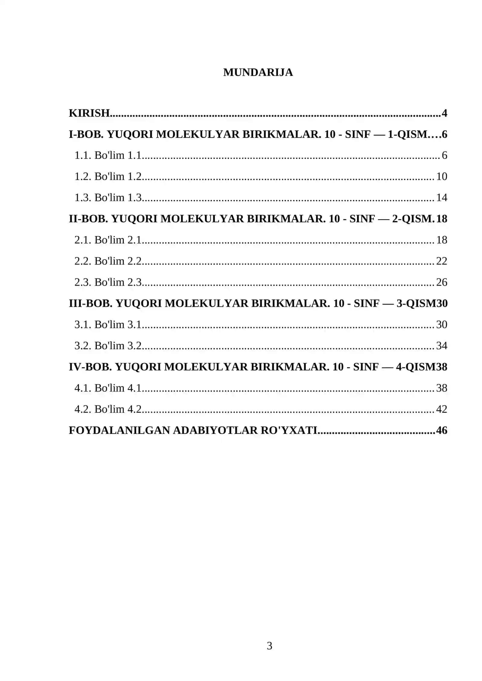 YUQORI MOLEKULYAR BIRIKMALAR. 10 - SINF 3