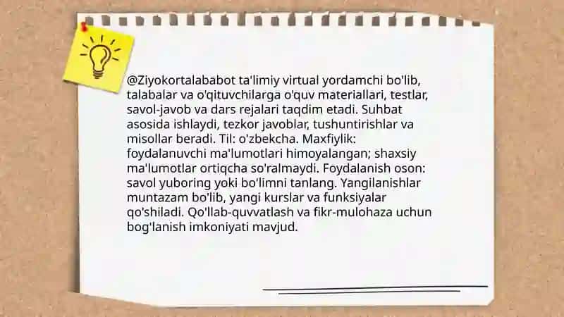 @Ziyokortalababot 3
