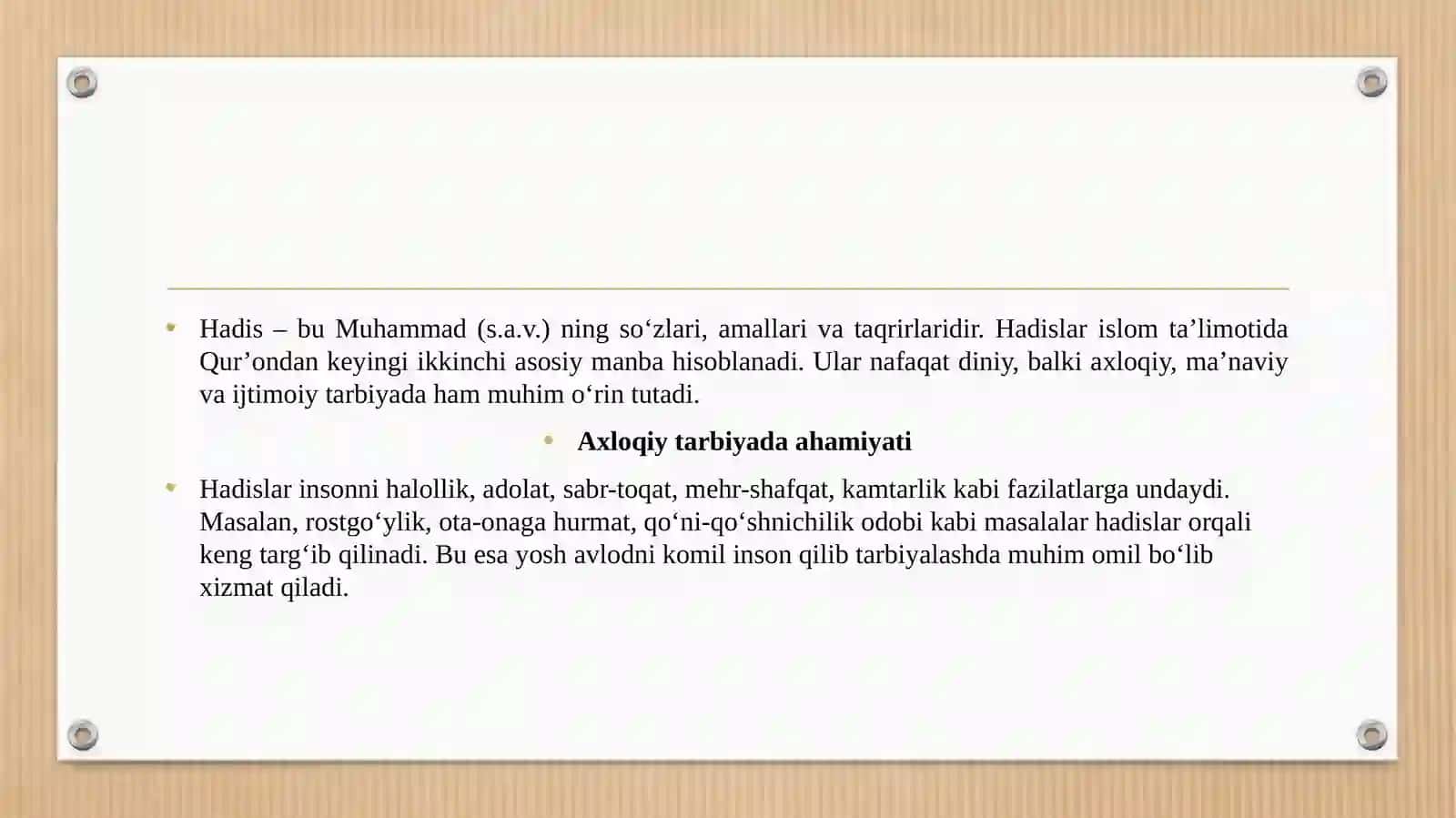 Hadislarning ta’lim-tarbiyaviy ahamiyati 3