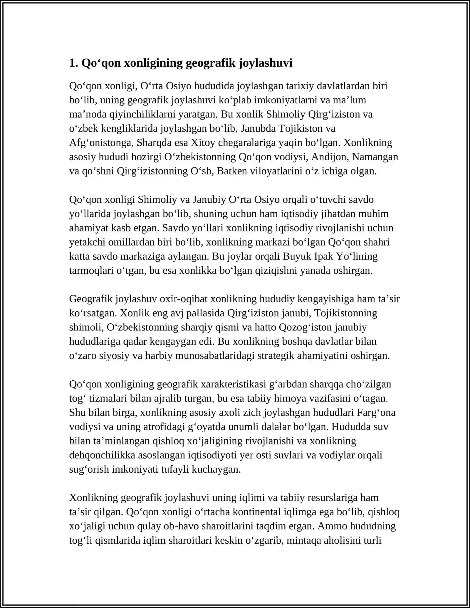 QOʻQON XONLIGINING MAʼMURIY - HUDUDIY BOʻLINISHI 3