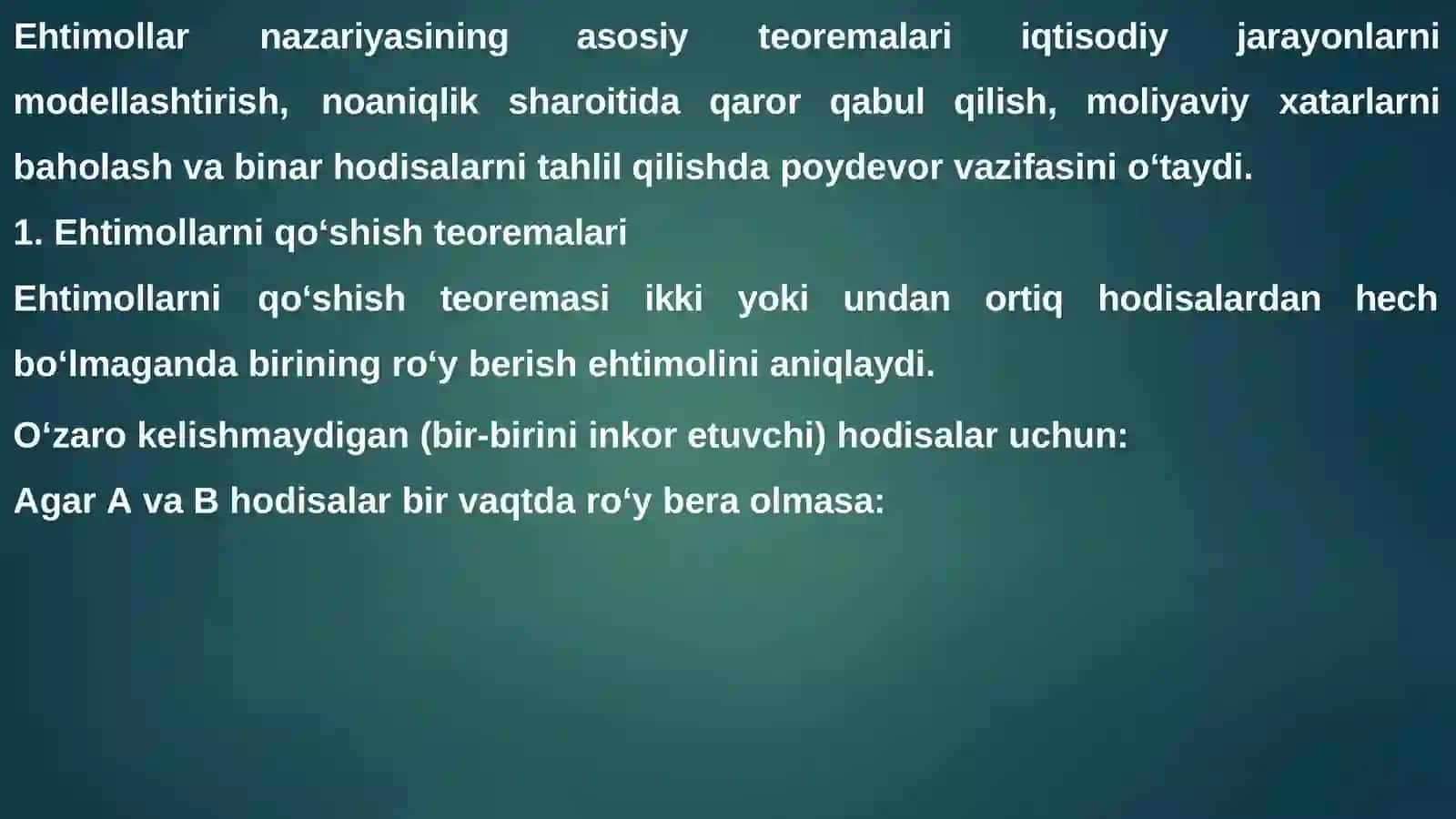 Ehtimollarni qo‘shishteorimalari 3