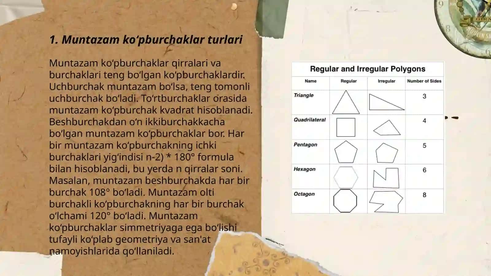 Muntazam koʻpburchak yasash usullari 3