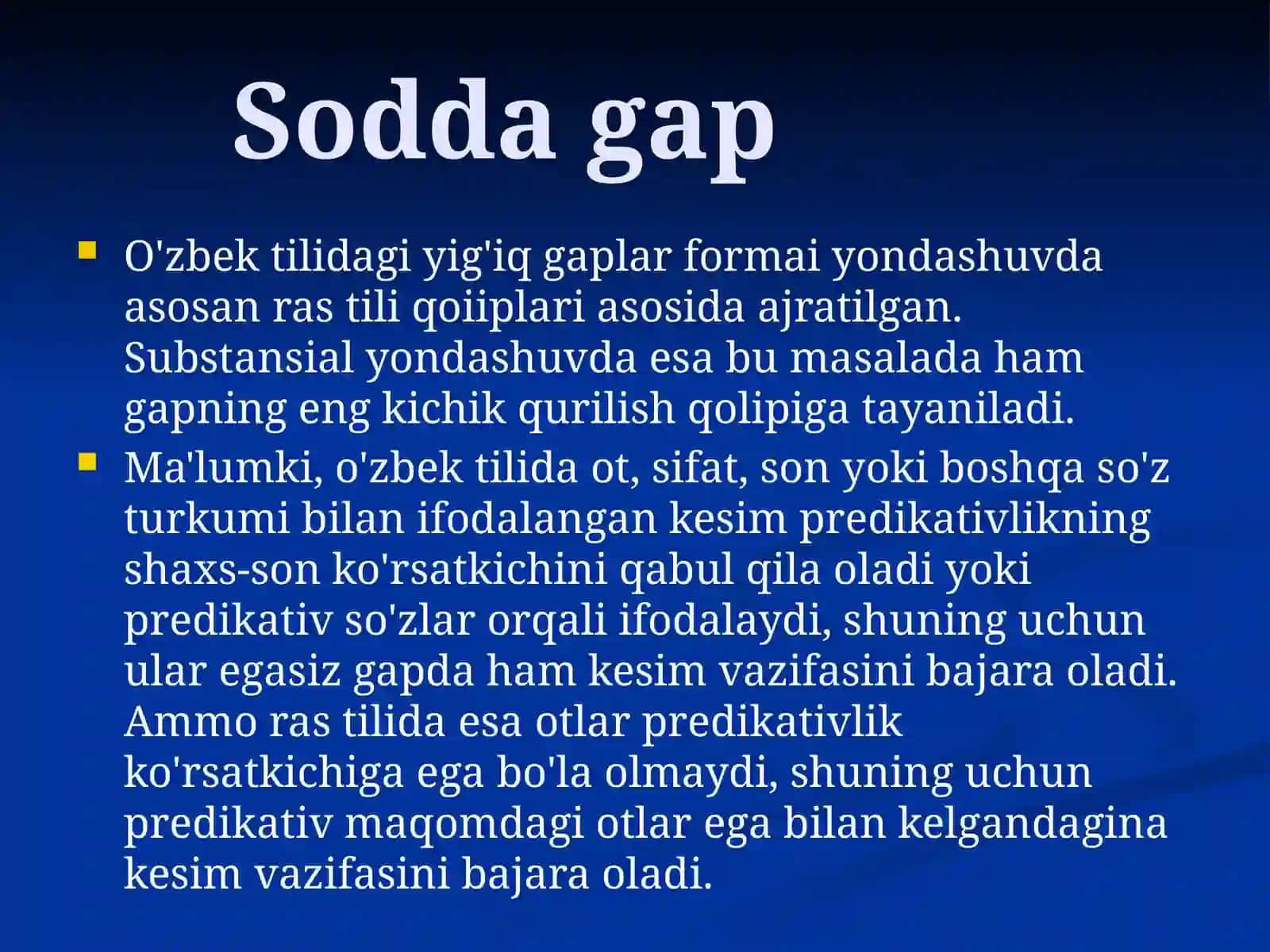 Sodda gaplarning uslubiy imkoniyati 3