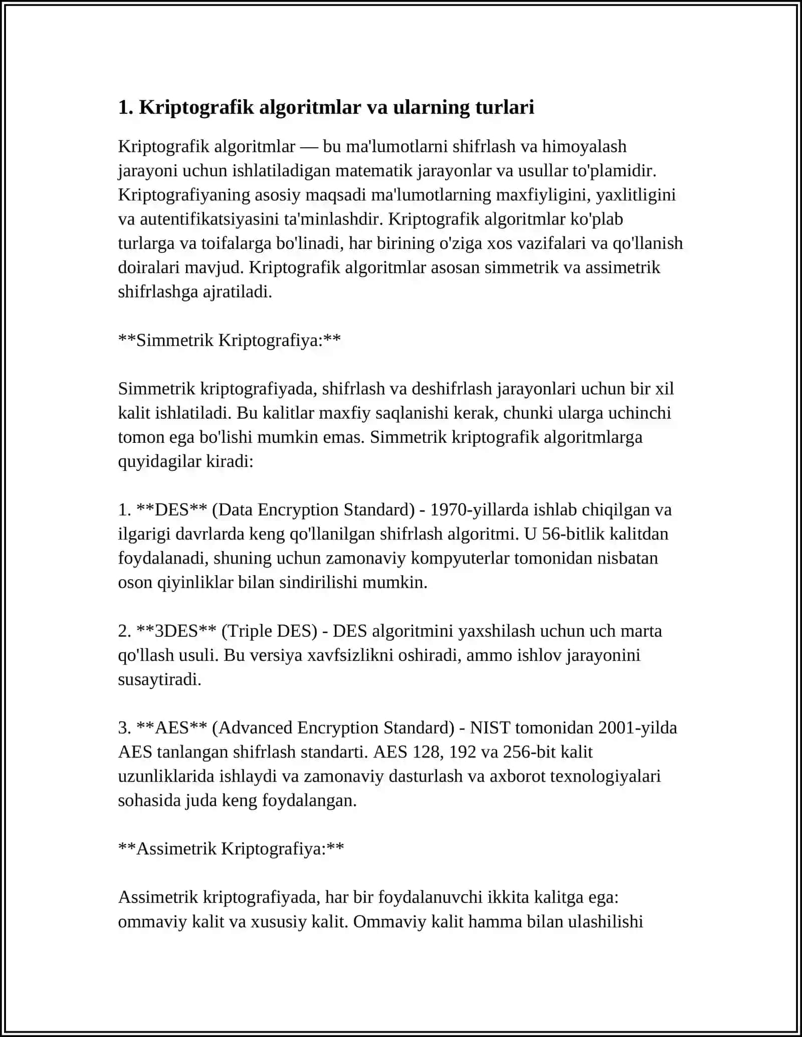 AXBOROTNI XIMOYALASHNING KRIPTOGRAFIK USULLARI 3