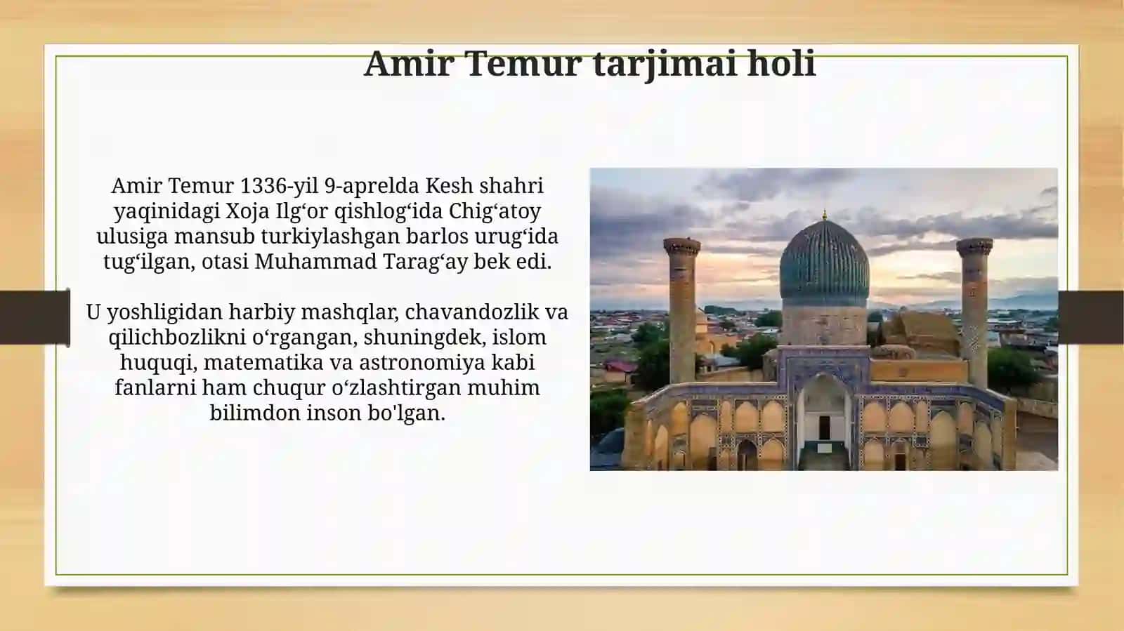 Amir Temur va Temuriylar davri davlatchiligi 3