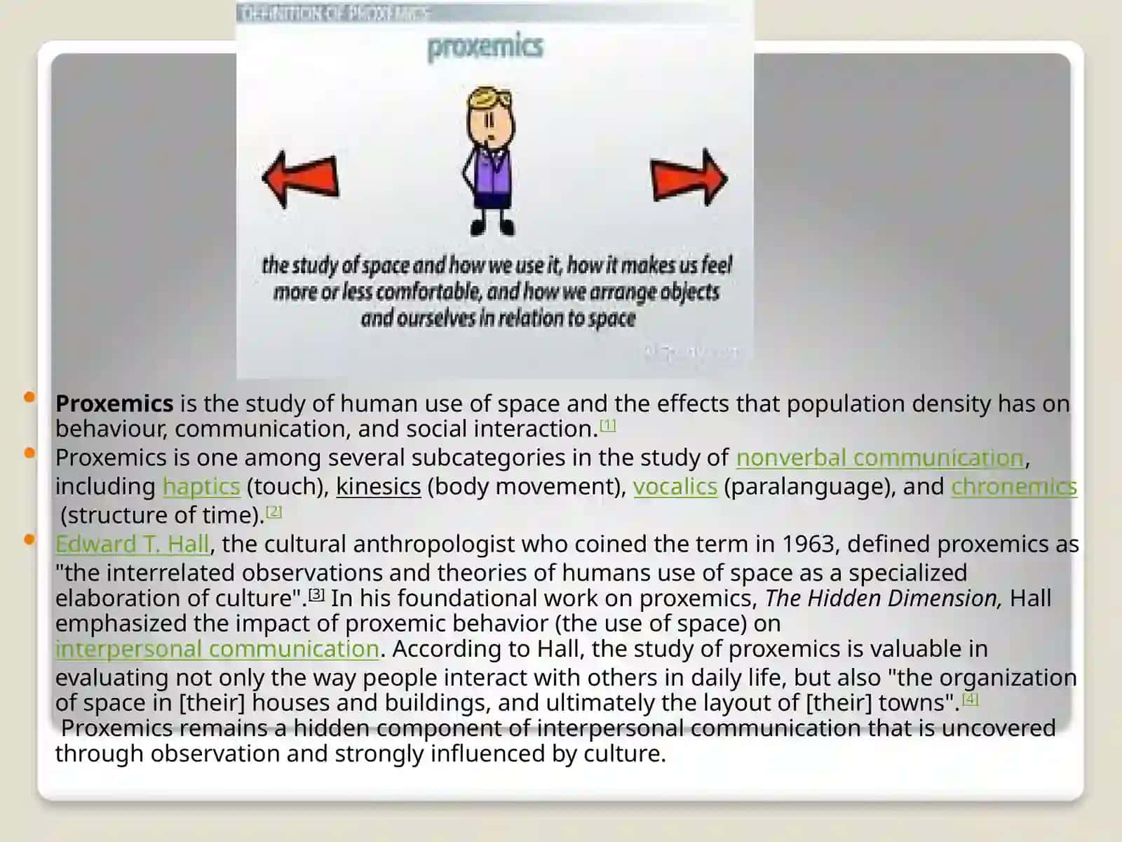 Proxemics: Space and Communication 3