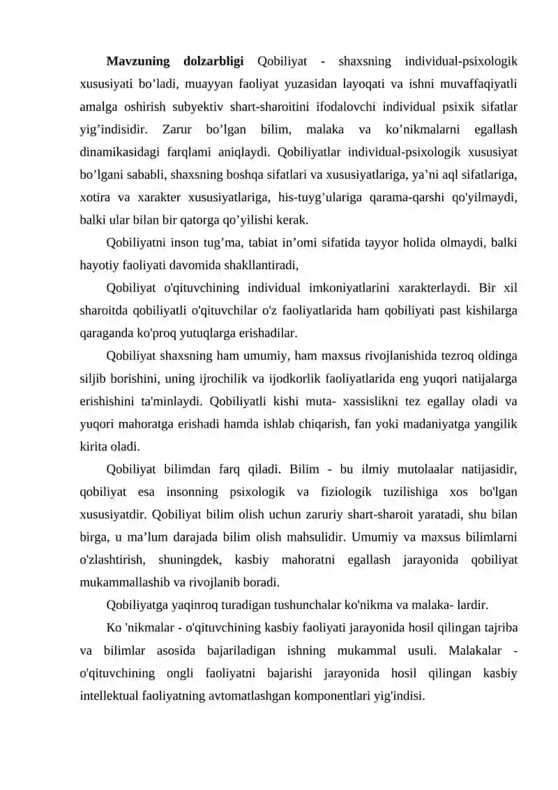 Qobiliyatning pedagogik psixologik 3